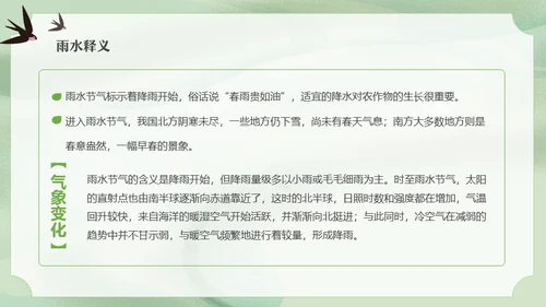 二十四节气之雨水节气课件通用PPT模板