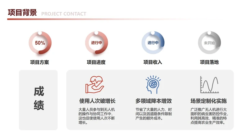红色简约风项目背景介绍PPT单页
