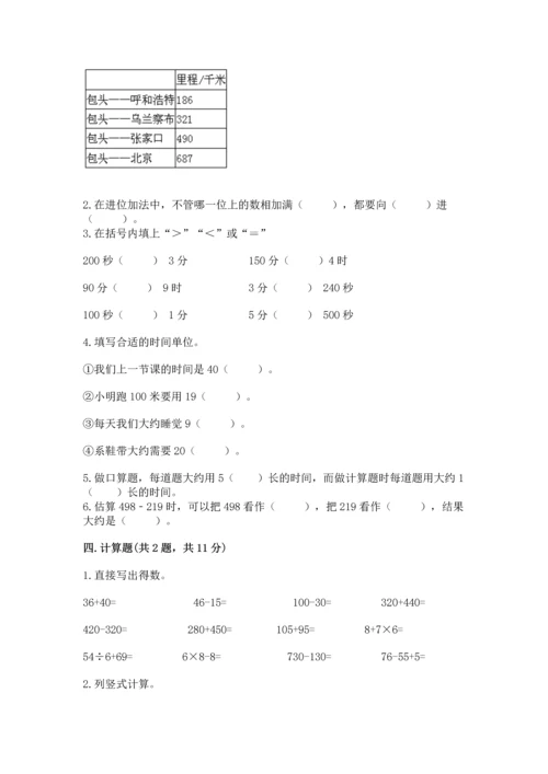 小学三年级上册数学期中测试卷（a卷）word版.docx