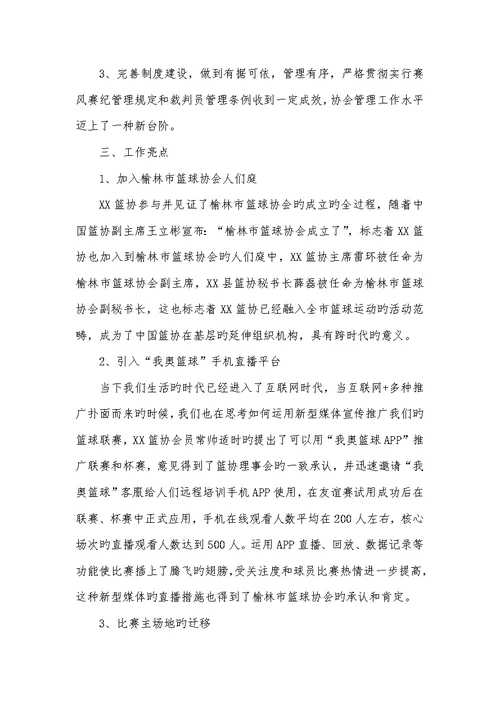 篮球协会2022年工作总结