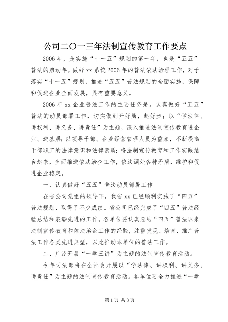 公司二〇一三年法制宣传教育工作要点 (4).docx