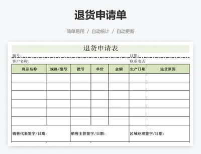 退货申请单