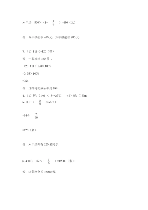 齐齐哈尔市富裕县六年级下册数学期末测试卷1套.docx