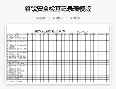 餐饮安全检查记录表模版