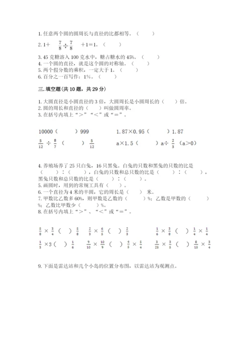 人教版六年级上册数学期末测试卷含答案【达标题】.docx