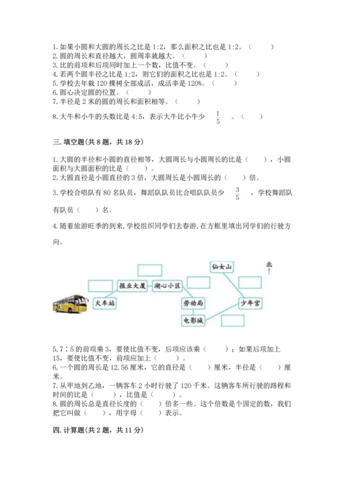 人教版六年级上册数学期末测试卷（精选题）word版.docx