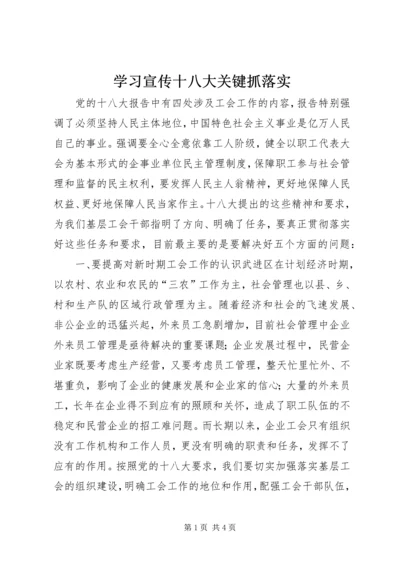 学习宣传十八大关键抓落实.docx