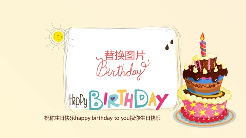 橙色生日快乐电子相册动态PPT模板
