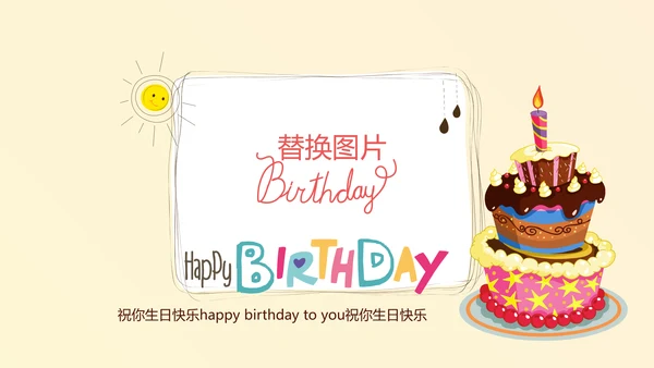 橙色生日快乐电子相册动态PPT模板