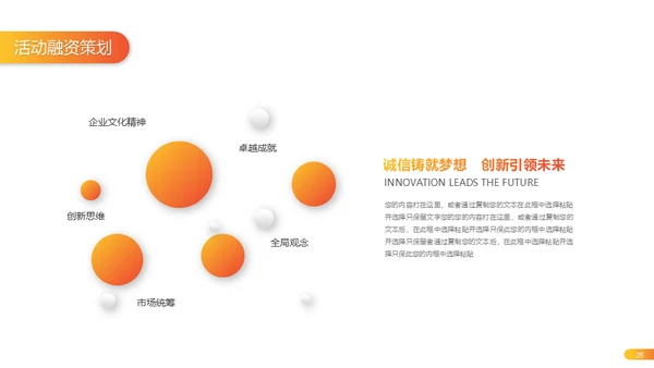 橙色渐变融资计划策划通用PPT模版