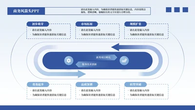 蓝色商务6项流程PPT单页