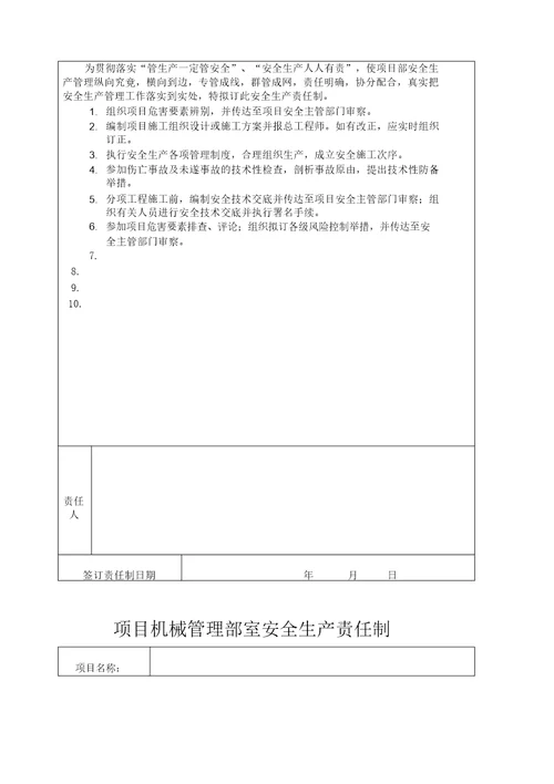 1各级管理人员安全生产责任制