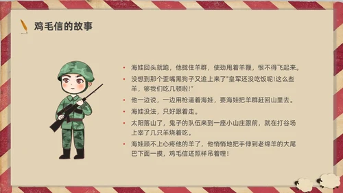 插画简约鸡毛信的故事红色经典故事分享PPT课件