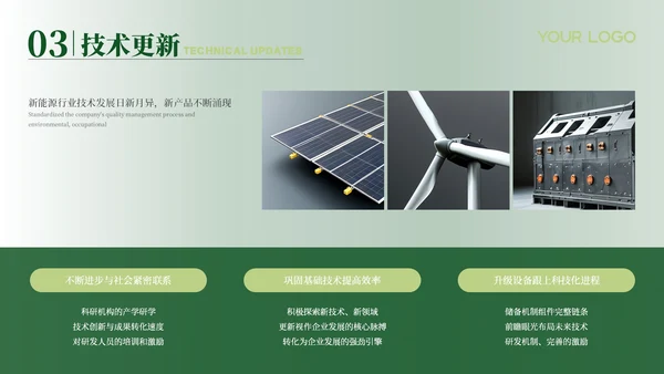 绿色新能源风格汇报总结PPT模板