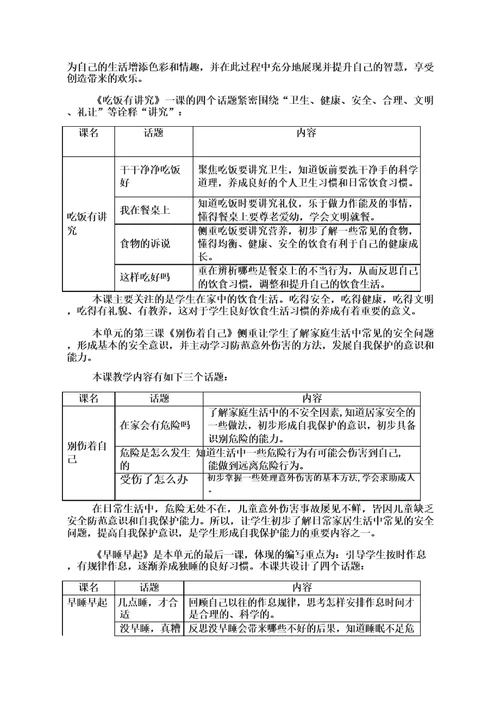 一年级第一学期道德与法治第三单元作业设计