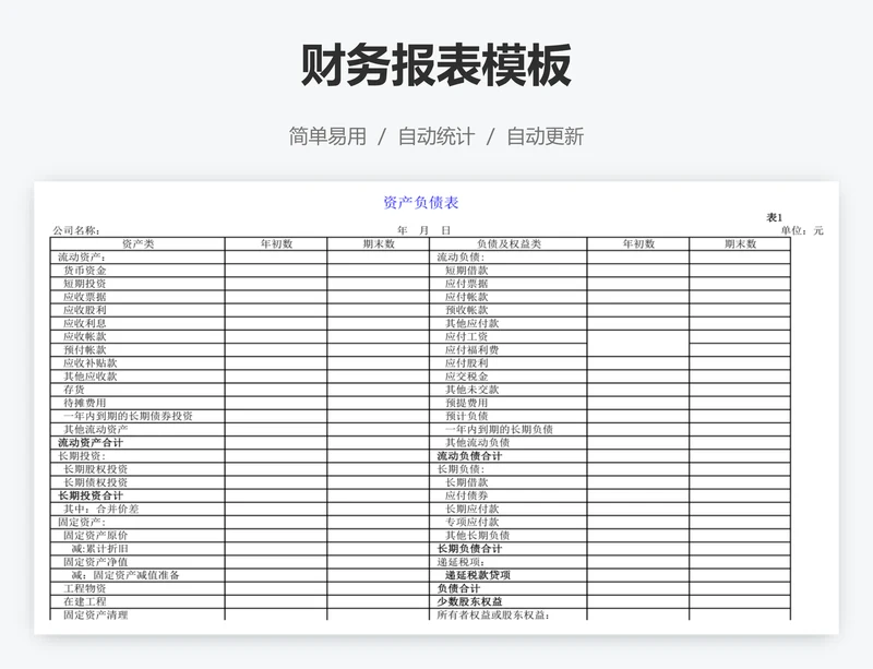 财务报表模板