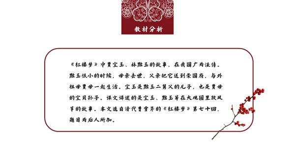 四大名著红楼梦红楼春趣赏析通用PPT模板