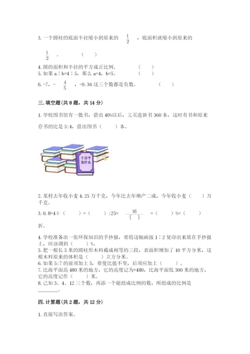 人教版六年级下册数学期末测试卷a4版可打印.docx