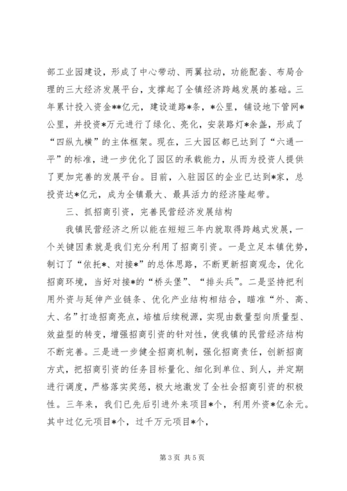 乡镇民营经济工作汇报讲话材料.docx