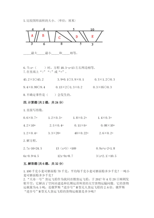 小学五年级上册数学期末考试试卷及参考答案【综合题】.docx