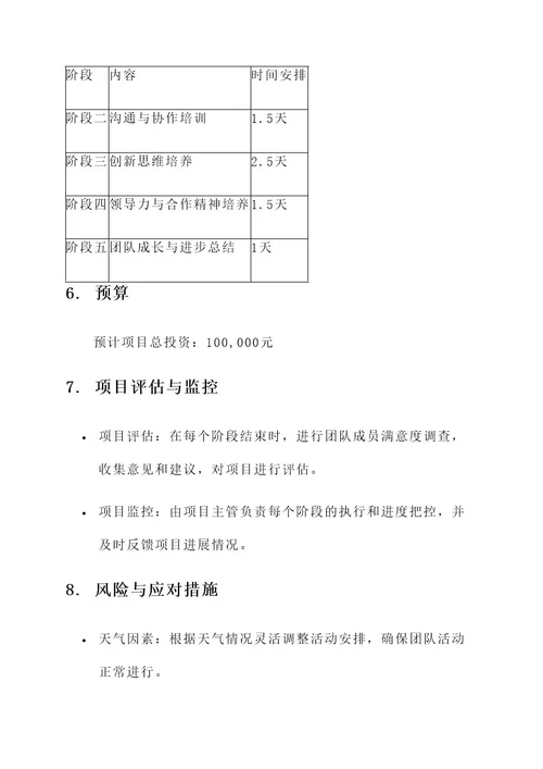 团体建设项目策划书