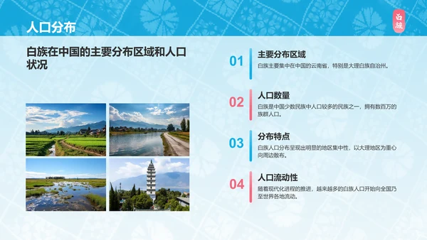 蓝色插画风白族介绍PPT模板