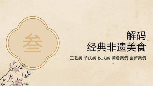 中国风水墨工笔非遗美食保护PPT模板
