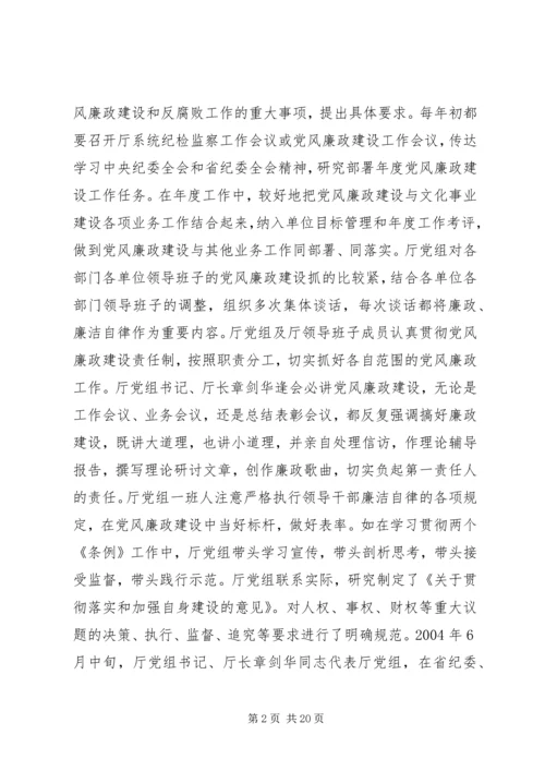 省文化厅党风廉政建设工作情况汇报.docx