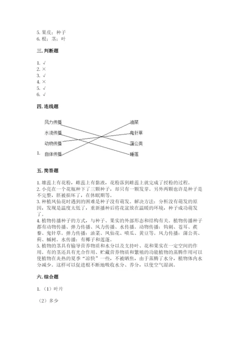 科学四年级下册第一单元植物的生长变化测试卷及完整答案【名校卷】.docx