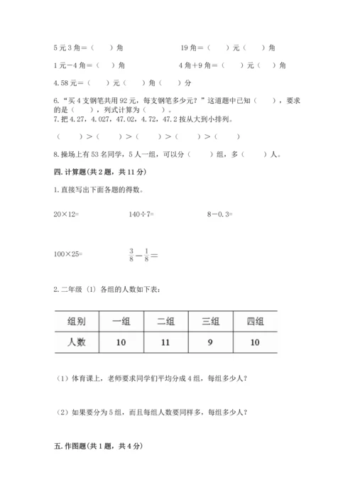 小学三年级下册数学期末测试卷及答案（必刷）.docx