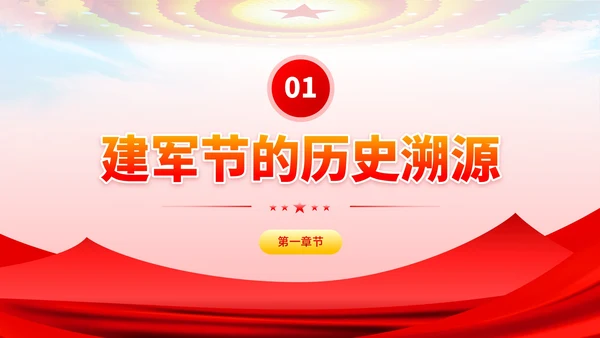 红色党政风八一建军节主题学习PPT模板