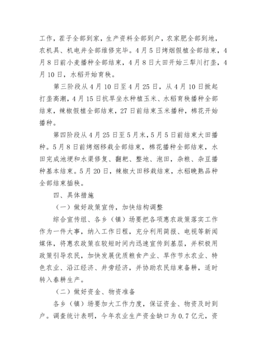2023春耕生产工作方案完整版（精选7篇）.docx