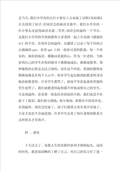 2023年大学生暑假实习报告2000字