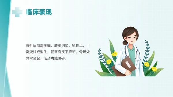 绿色简约锁骨骨折护理查房PPT课件