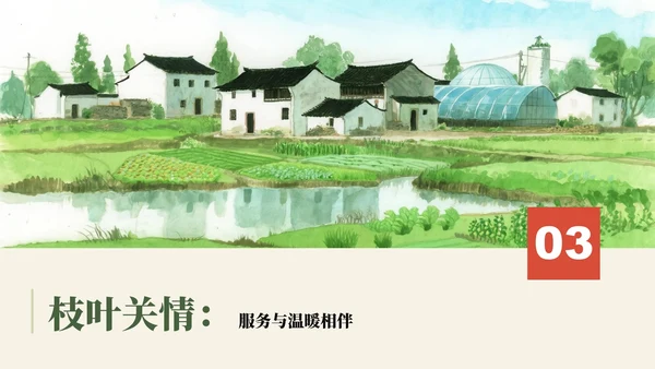 绿色手绘水彩风大学生三下乡振兴农村纪实PPT模板