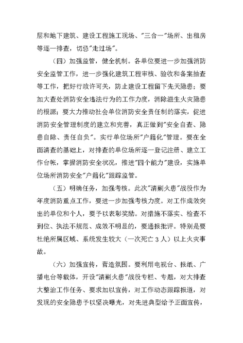 市清除火灾隐患方案