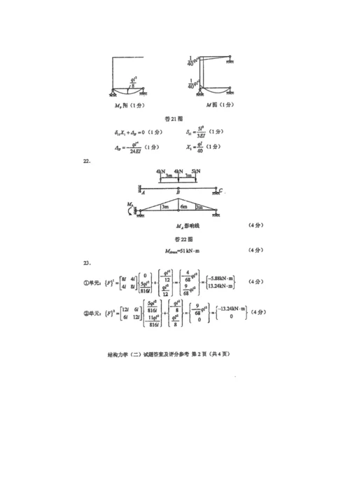 2023年自学考试结构力学二试卷及答案解释完整版.docx