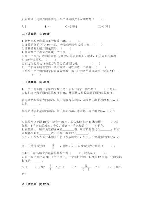 河南省平顶山市六年级下册数学期末测试卷（综合题）.docx