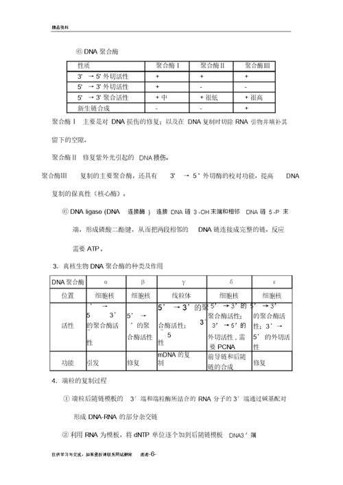 分子生物学考试重点(刘青娥主讲)电子教案