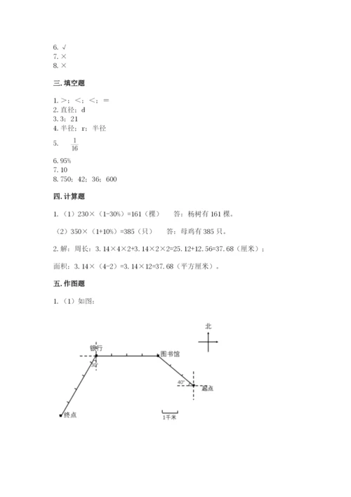 人教版数学六年级上册期末考试卷及答案（网校专用）.docx