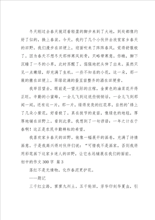 关于初中的作文300字集合七篇