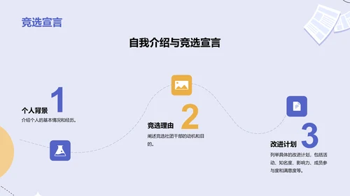 蓝色插画大学社团职位竞选PPT模板