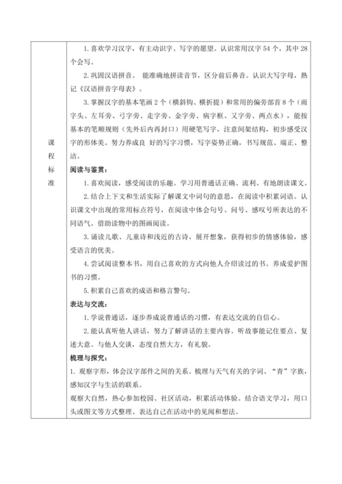 【新课标】统编版一年级下册语文第一单元整体解析与规划