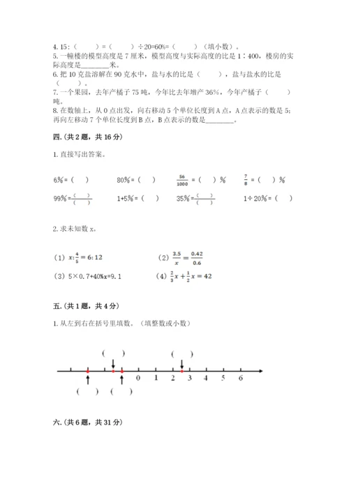 小学六年级下册数学摸底考试题附答案【名师推荐】.docx