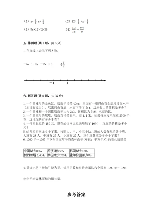 人教版六年级下册数学期末测试卷及答案【最新】.docx