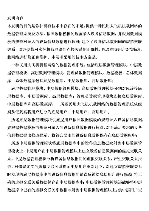 民用大飞机机载网络的数据管理系统及方法