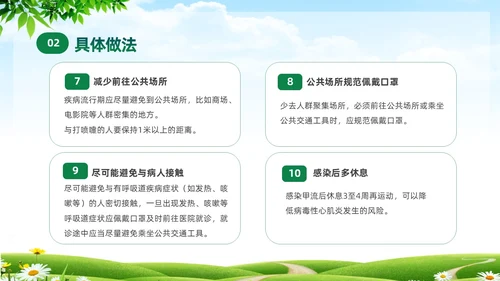 绿色清新关注健康预防甲流甲型流感病毒知识科普讲座PPT