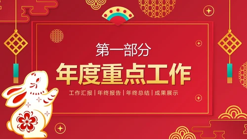 红色手绘新年年终工作汇报PPT模板