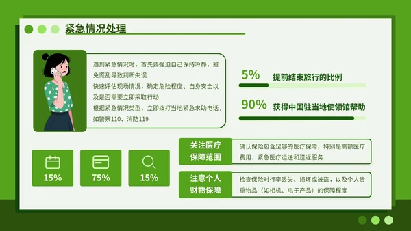 绿色插画风八月避暑旅行攻略PPT模板