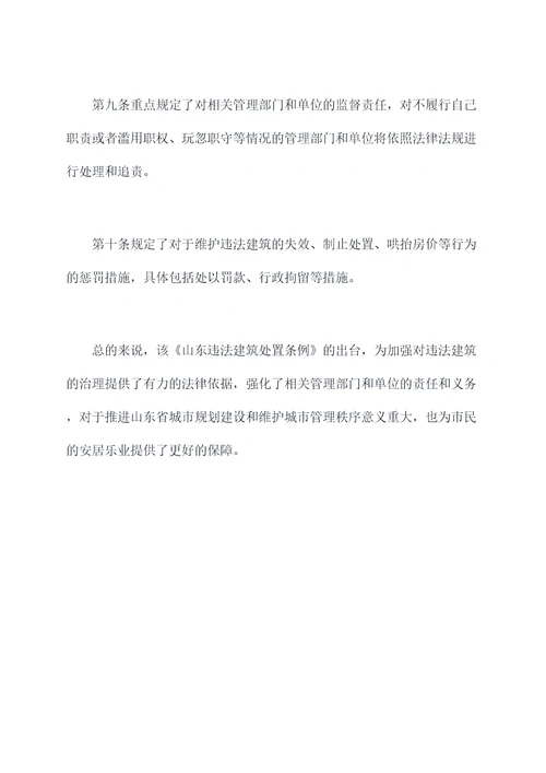 山东违法建筑处置条例